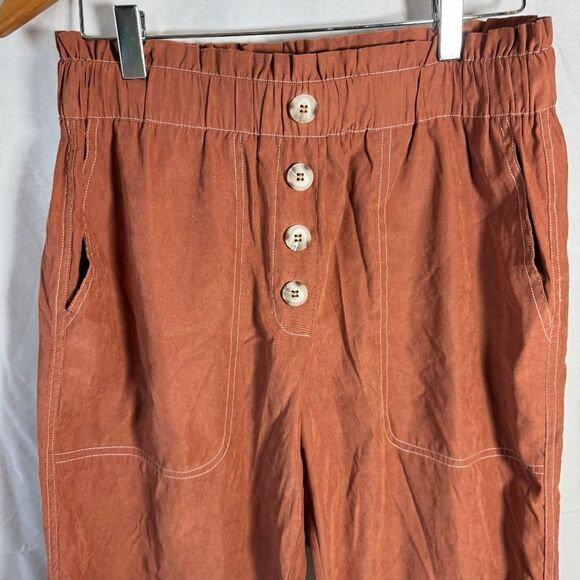 Calista Copper Paper Bag Waist Pull On Pants Sz L - Picture 3 of 7